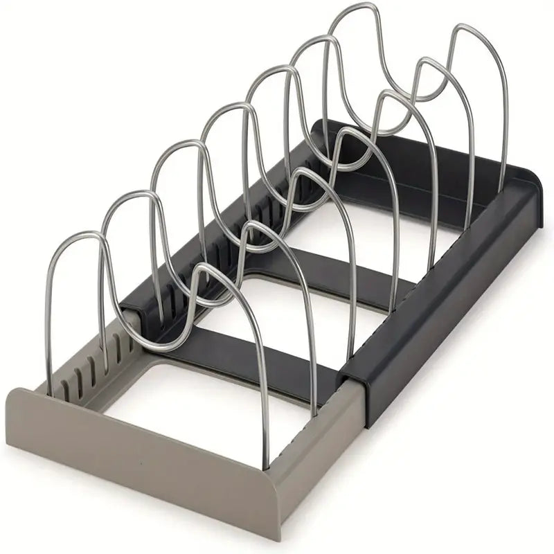 Adjustable Pan and Lid Organizer Rack for Kitchen Cabinet Storage