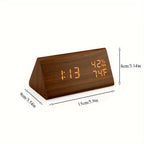 Wooden LED Digital Alarm Clock with Temperature and Humidity Display