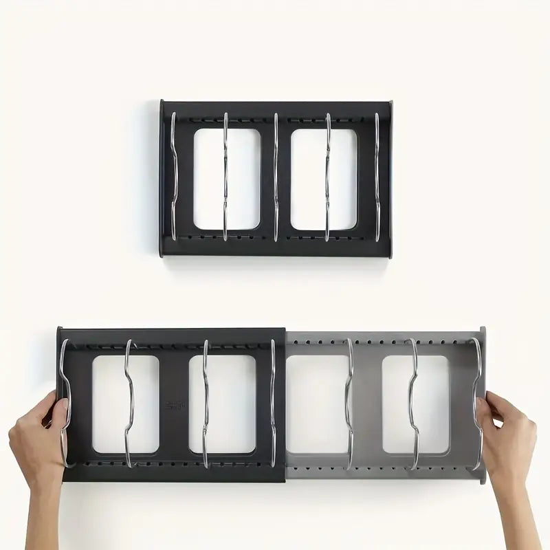 Adjustable Pan and Lid Organizer Rack for Kitchen Cabinet Storage