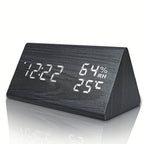 Wooden LED Digital Alarm Clock with Temperature and Humidity Display