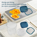 Fruit Slicer with Collection Container and Interchangeable Stainless Steel Blades