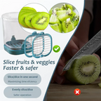 Fruit Slicer with Collection Container and Interchangeable Stainless Steel Blades