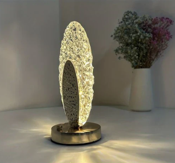 Decorative LED Table Lamp with Crystal Oval Design