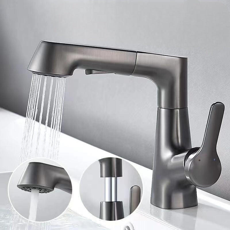 Bathroom Faucet with Pull-Out Spray Head and 360° Swivel Spout