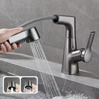 Bathroom Faucet with Pull-Out Spray Head and 360° Swivel Spout