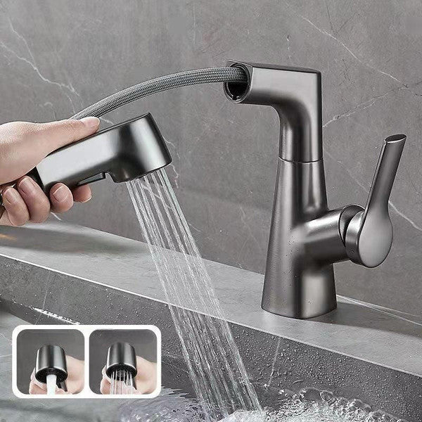 Bathroom Faucet with Pull-Out Spray Head and 360° Swivel Spout