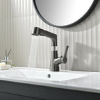 Bathroom Faucet with Pull-Out Spray Head and 360° Swivel Spout