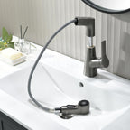 Bathroom Faucet with Pull-Out Spray Head and 360° Swivel Spout