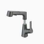 Bathroom Faucet with Pull-Out Spray Head and 360° Swivel Spout