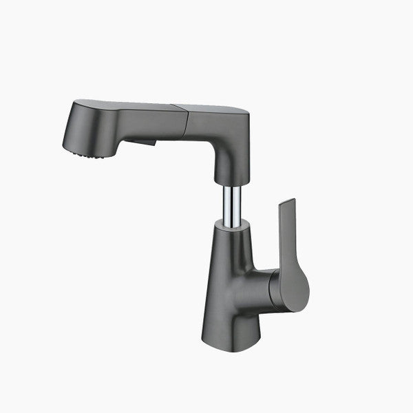 Bathroom Faucet with Pull-Out Spray Head and 360° Swivel Spout