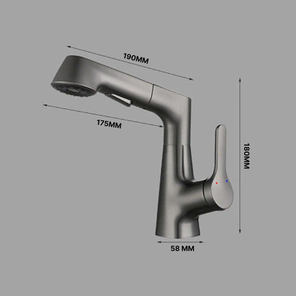 Bathroom Faucet with Pull-Out Spray Head and 360° Swivel Spout