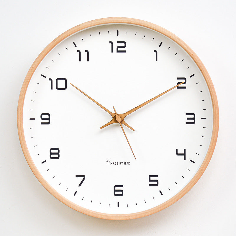 Minimalist Wooden Wall Clock with Silent Movement