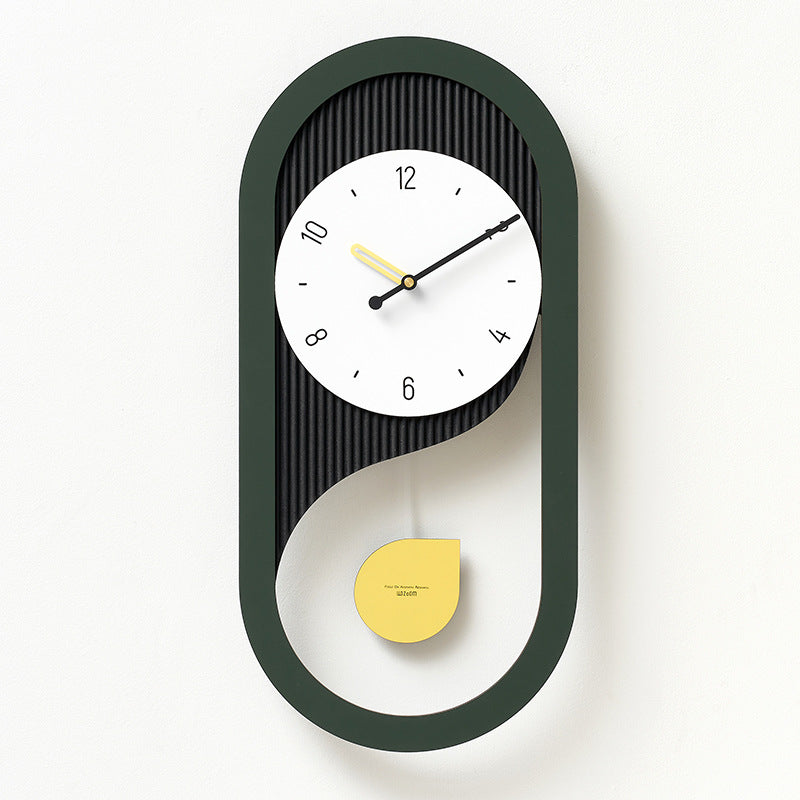 Modern Silent Wall Clock with Pendulum Design for Living Room