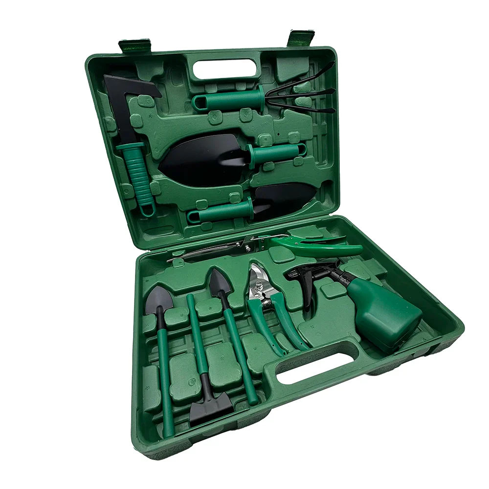 9-Piece Garden Tool Set with Pruning Shears, Hand Rake, Trowel and Weeder