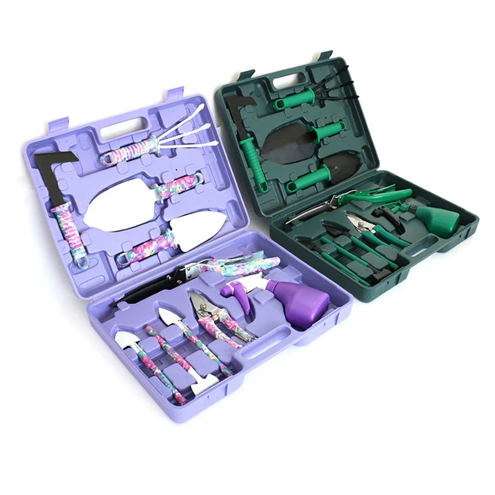 9-Piece Garden Tool Set with Pruning Shears, Hand Rake, Trowel and Weeder