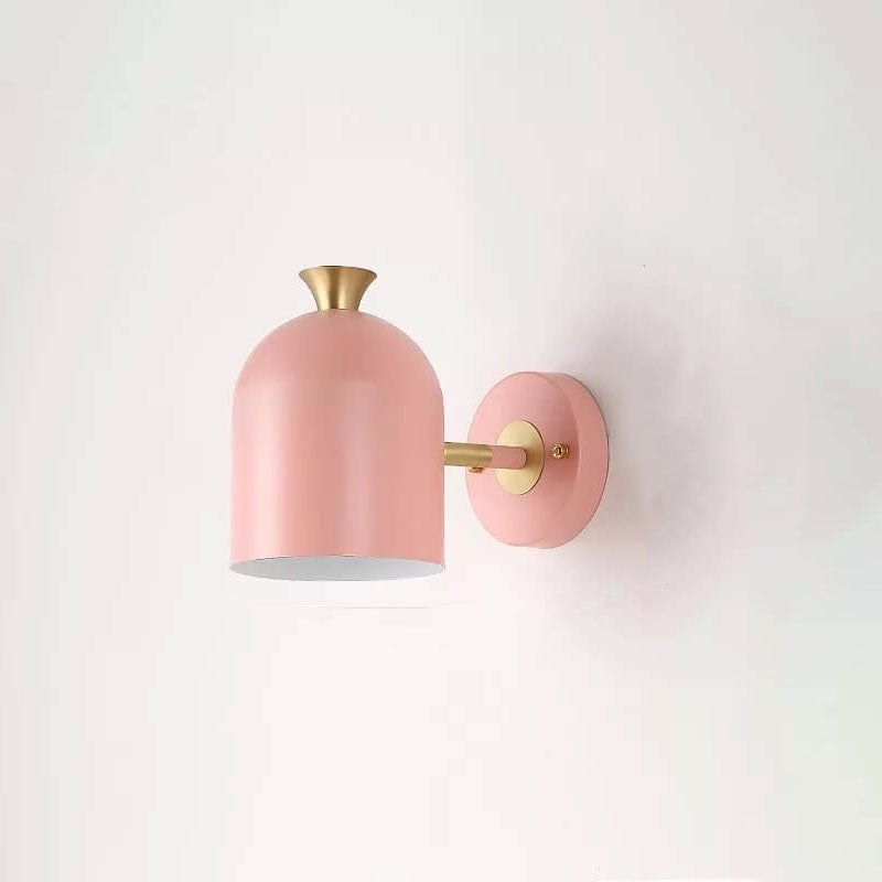 Modern Wall Lamp with Single Light and Pink Metal Shade