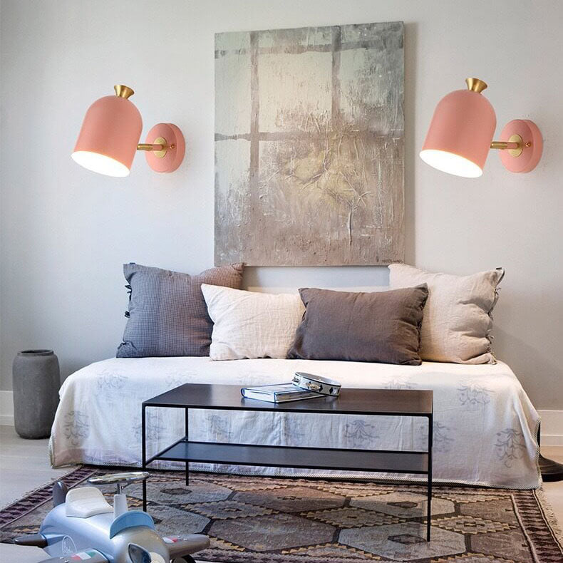 Modern Wall Lamp with Single Light and Pink Metal Shade