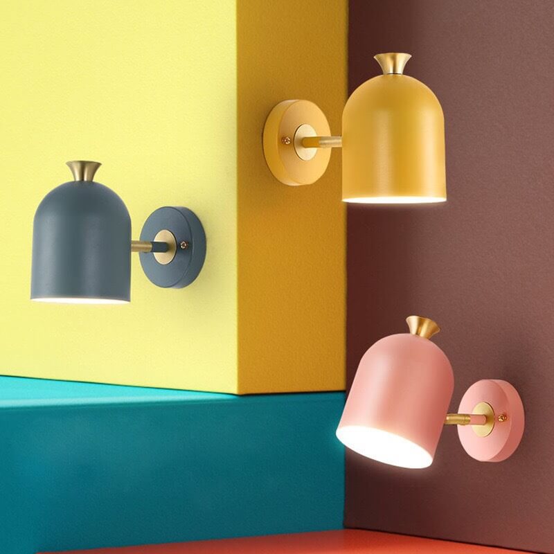 Modern Wall Lamp with Single Light and Pink Metal Shade