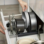 Adjustable Pan and Lid Organizer Rack for Kitchen Cabinet Storage