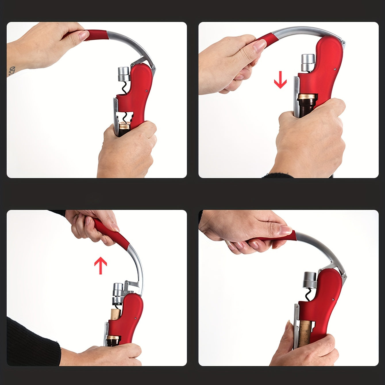 Ergonomic Lever Corkscrew Wine Opener with Effort-Saving Mechanism