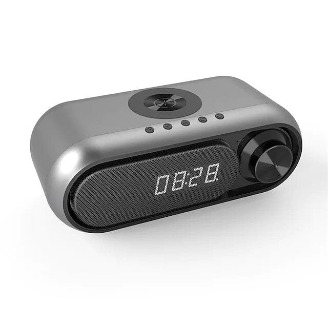 Bluetooth Speaker with Wireless Charger and LED Alarm Clock