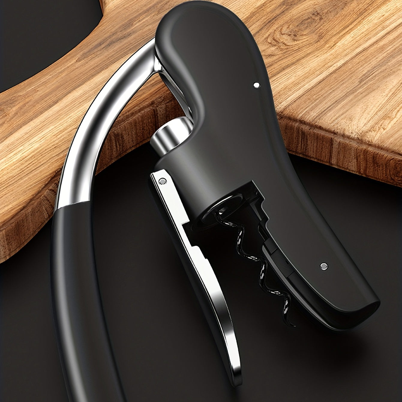 Ergonomic Lever Corkscrew Wine Opener with Effort-Saving Mechanism