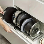 Adjustable Pan and Lid Organizer Rack for Kitchen Cabinet Storage