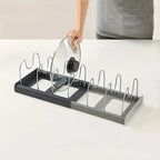 Adjustable Pan and Lid Organizer Rack for Kitchen Cabinet Storage