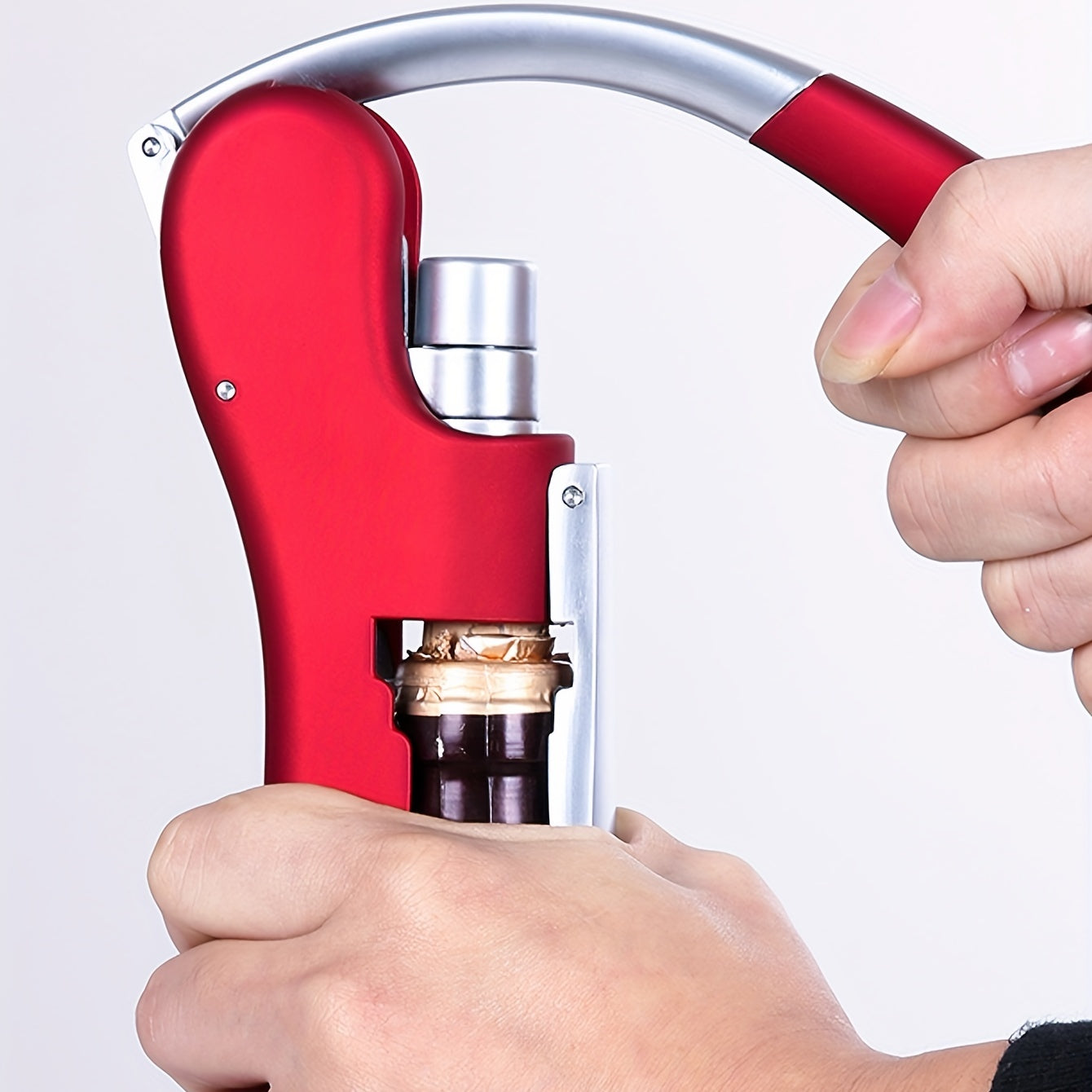 Ergonomic Lever Corkscrew Wine Opener with Effort-Saving Mechanism