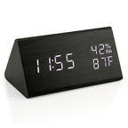 Wooden LED Digital Alarm Clock with Temperature and Humidity Display