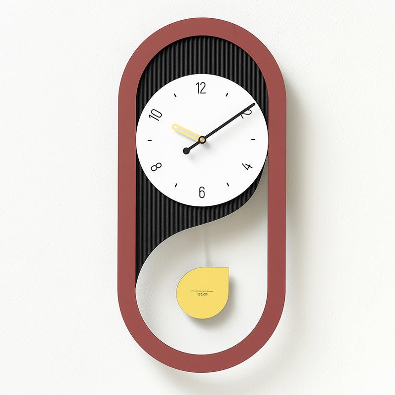 Modern Silent Wall Clock with Pendulum Design for Living Room
