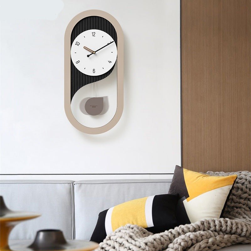 Modern Silent Wall Clock with Pendulum Design for Living Room