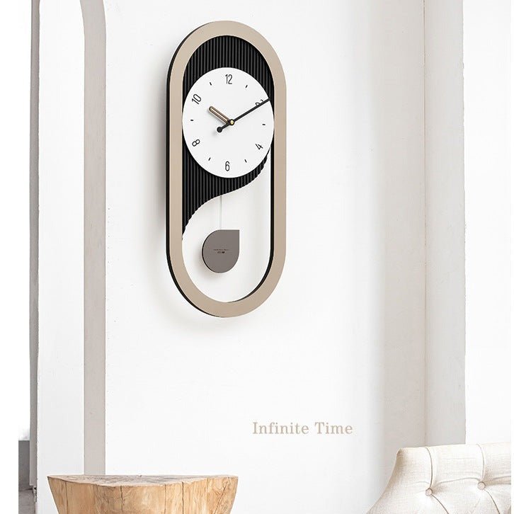 Modern Silent Wall Clock with Pendulum Design for Living Room