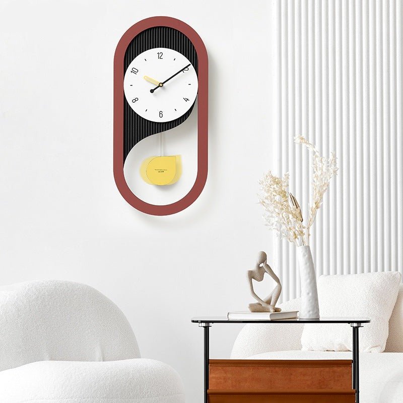 Modern Silent Wall Clock with Pendulum Design for Living Room