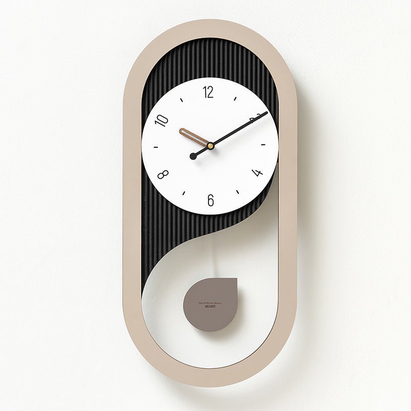 Modern Silent Wall Clock with Pendulum Design for Living Room