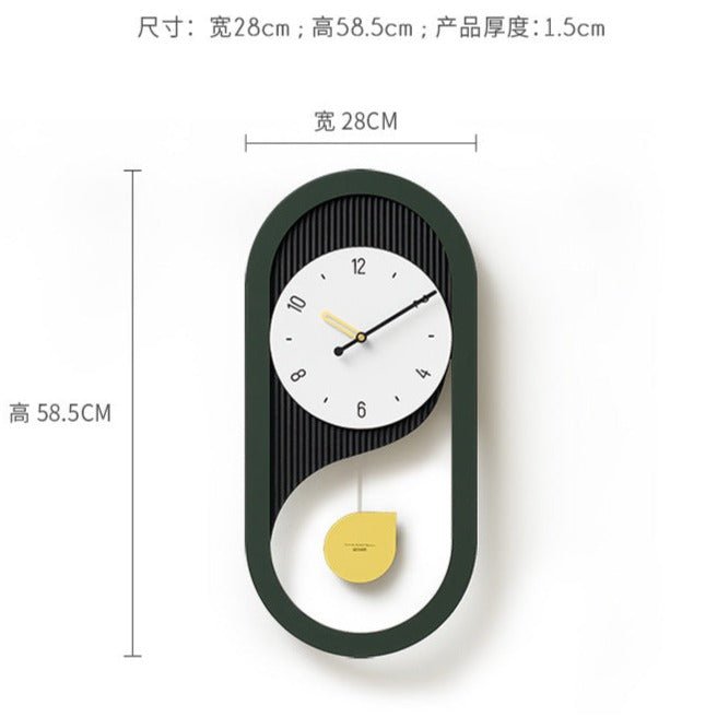 Modern Silent Wall Clock with Pendulum Design for Living Room