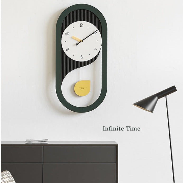 Modern Silent Wall Clock with Pendulum Design for Living Room